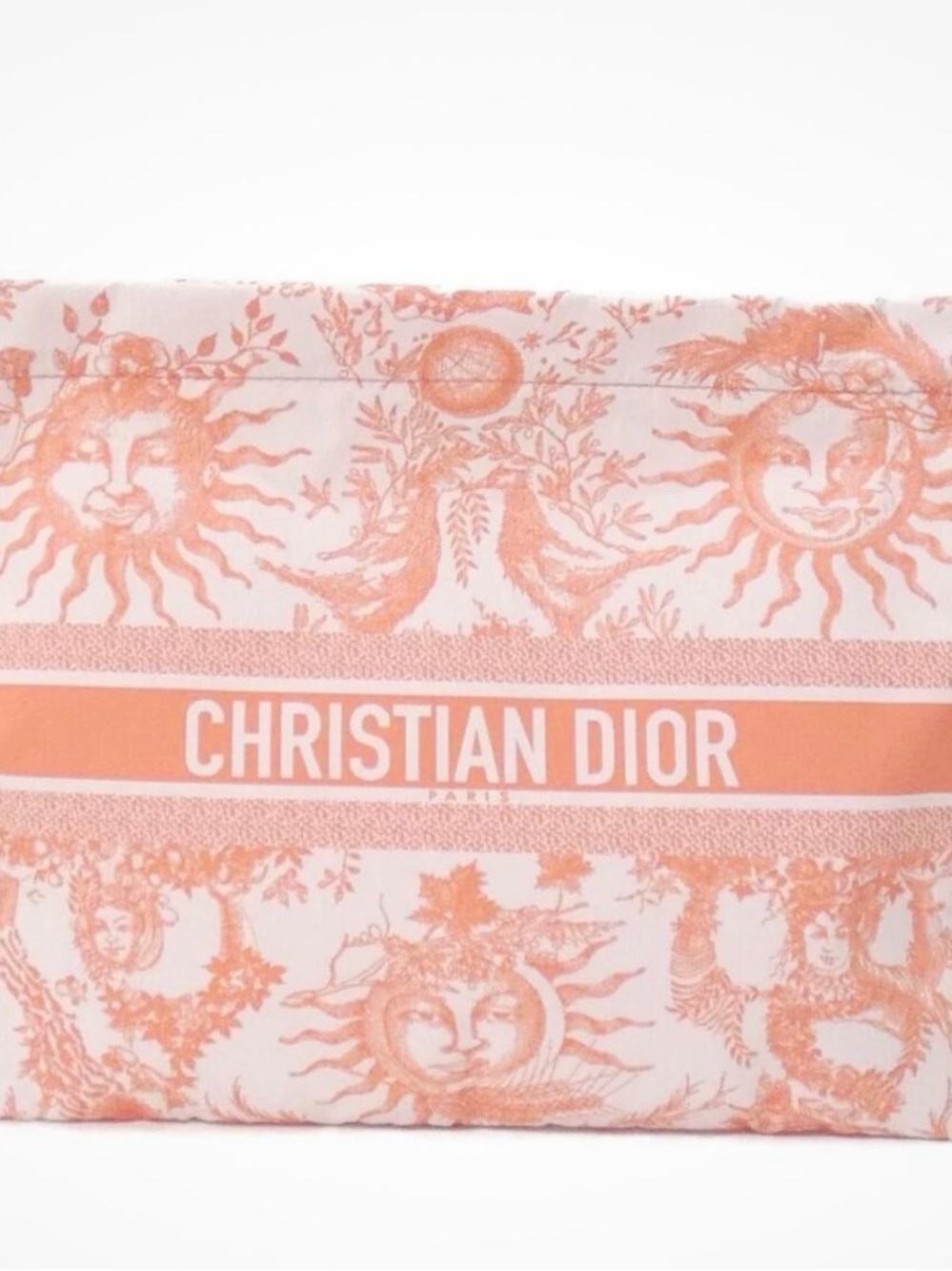 RARE DIOR Nylon Zipper Bag Pouch - Coral/Orange - Like New